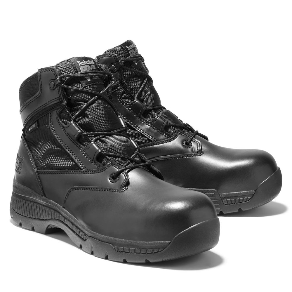 Timberland Mens Pro Boots Valor™ Duty 6\" Side-Zip Comp Toe - Black - India LB2806751